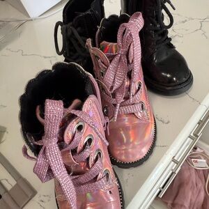 Girls boots, black, pink size 6